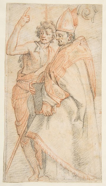 Saint John the Baptist and Saint Bernardo degli Uberti  1540/4,  Poster Print Wall Art