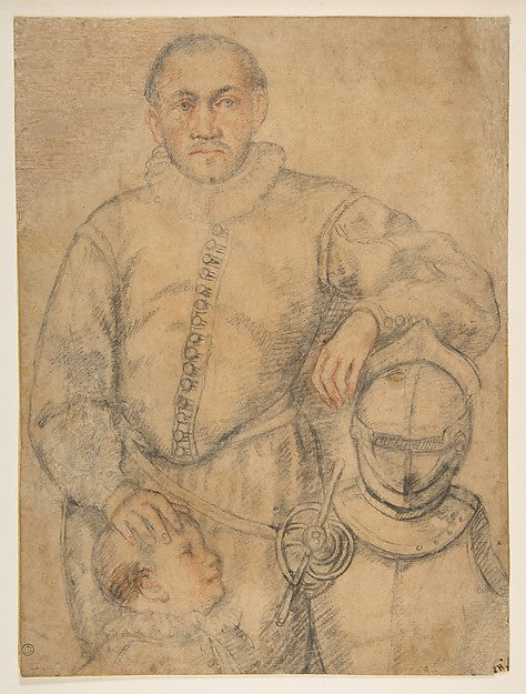 Half-Length Study of a Man Standing in Frontal View  Leaning o,  Poster Print Wall Art