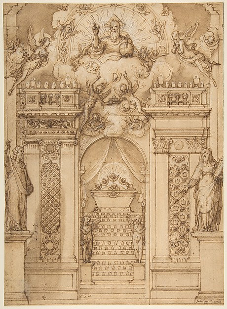 Design for a "Quarantore" Decoration 1540–1609-Federico Zuccar,  Poster Print Wall Art