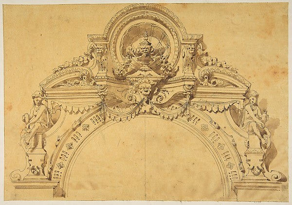 Design for an elaborate arch 19th cent-Anonymous, French, 19th,  Poster Print
