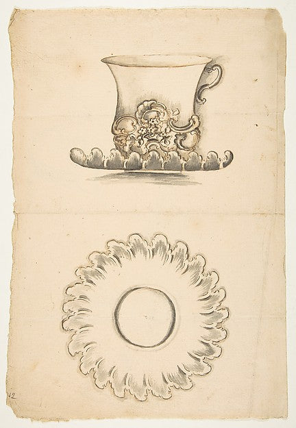 Design for a cup and saucer 19th cent-Anonymous, French, 19th ,  Poster Print