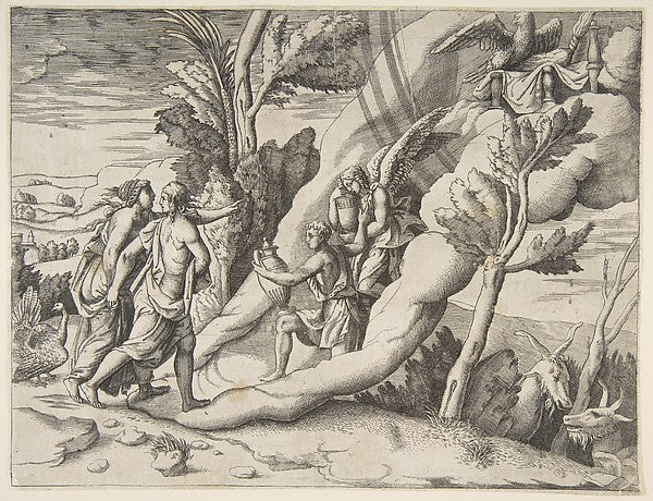 Jupiter and Juno being received in the heavens by Ganymede and,  Poster Print
