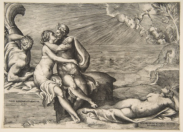 Jupiter's love for Juno rekindled when she puts on Venus's Gir,  Poster Print