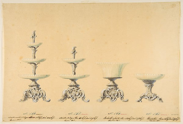 Four Designs for Tiered Serving Dishes 19th cent-Anonymous,Fr,  Poster Print Wall Art