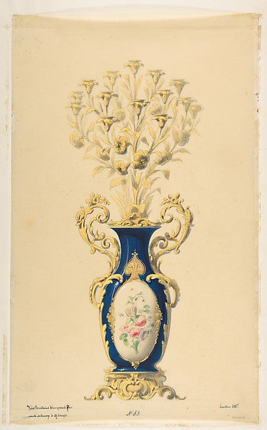 Design for a Porcelain Candelabra with Nine Branches 19th cent,  Poster Print Wall Art