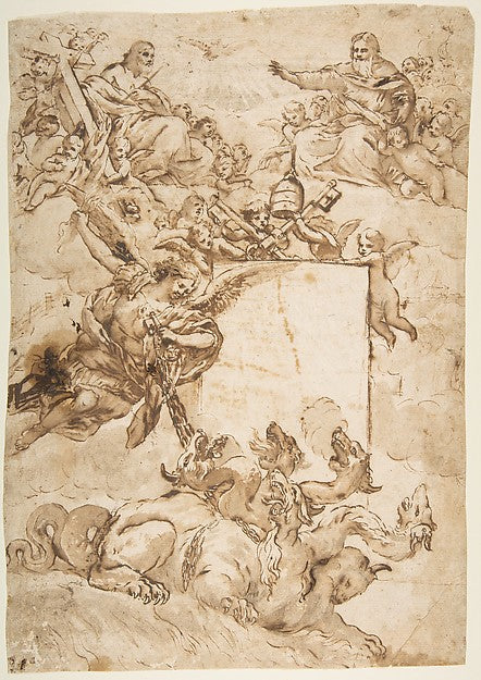 St. Michael Expurging Heresy. 1596–1669-Attributed to Pietro d,  Poster Print Wall Art
