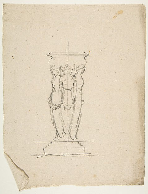 Desing for a base or support with three female figures 19th ce,  Poster Print