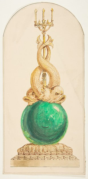 Ornament Design with a Trident and Two Fish 19th cent-Anonymou,  Poster Print Wall Art