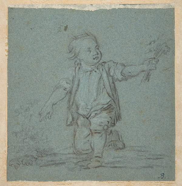 Boy Holding Flowers 18th cent-Anonymous, French, 18th cent,  Poster Print Wall Art