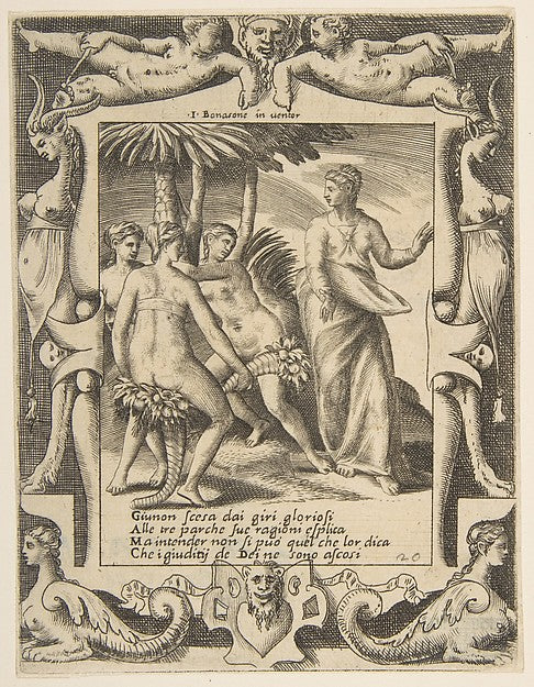 Juno at the right turning and speaking to the Fates  set withi,  Poster Print