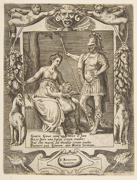 Juno  Mars and Cupid  set within an elaborate frame  from the ,  Poster Print