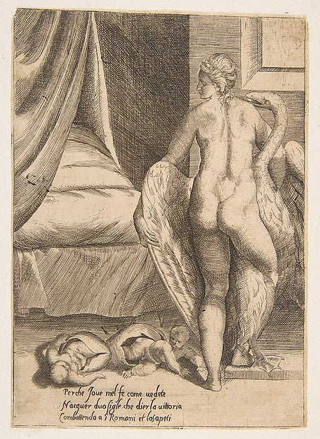 Leda and the Swan  from 'The Loves of the Gods' 1531–76-Giulio, Poster Print