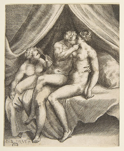 Venus and Mars  from 'The Loves of the Gods' 1531–60-Giulio Bo,16x12"(A3)Poster