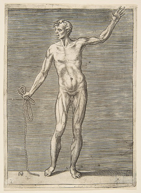 Man seen from the Front  holding a Rope in his right Hand 16th,  Poster Print
