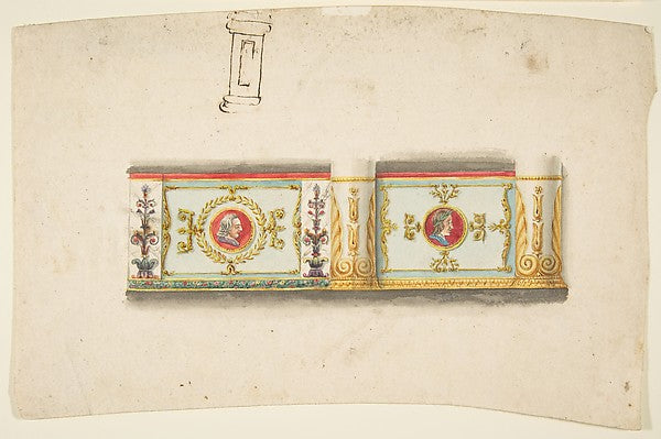 Design for a Decorative Wall Panel with Profile Portraits  and,  Poster Print