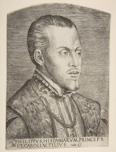 Portrait of Philip II facing right c1554-Giulio Bonasone ,  Poster Print