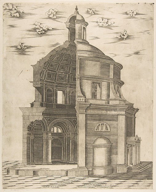Exterior and interior section of a temple in Rome dedicated to,  Poster Print