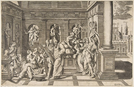 The birth of Saint John the Baptist set within a classical bui,16x12"(A3)Poster