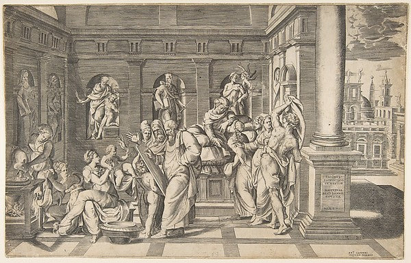 The birth of Saint John the Baptist c1538–45-Giulio Bonasone ,  Poster Print