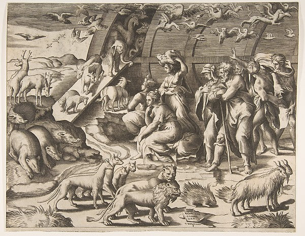 Noah leaving the Ark 16th cent-Giulio Bonasone ,  Poster Print