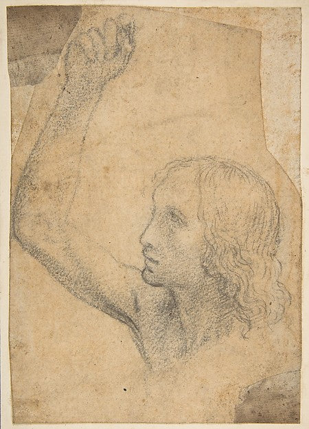Youth with Right Arm Raised in a Shoulder-Length Portrayal  c1,  Poster Print Wall Art