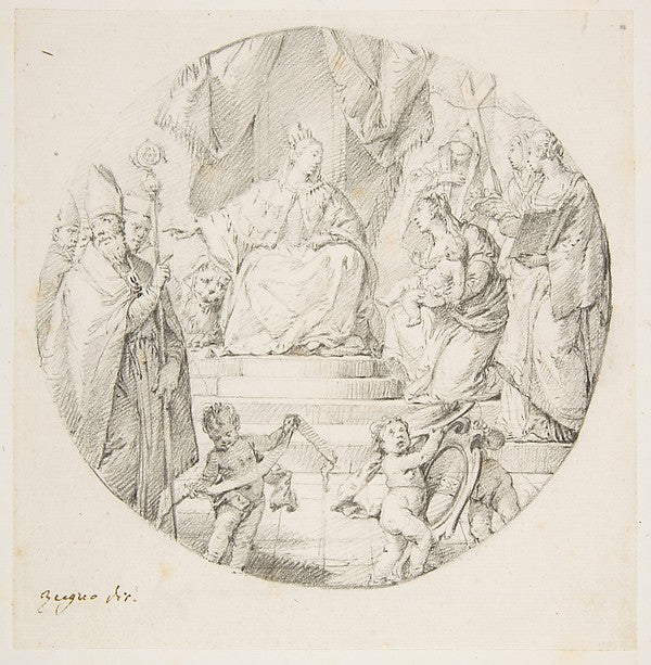 Nobility Presenting an Infant to Venice 1709–87-Francesco Zugn,16x12"(A3) Poster