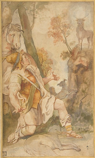 The Vision of Saint Eustace 1542–1609-Federico Zuccaro ,  Poster Print Wall Art
