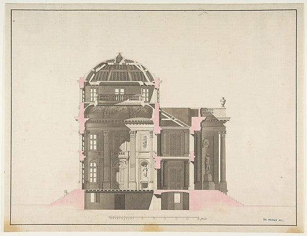Project for a Domed Building with Colonnaded Façade 18th cent-, Poster Print