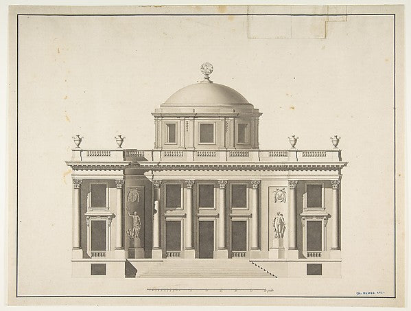 Project for a Domed Building with Colonnaded Façade late 18th, Poster Print