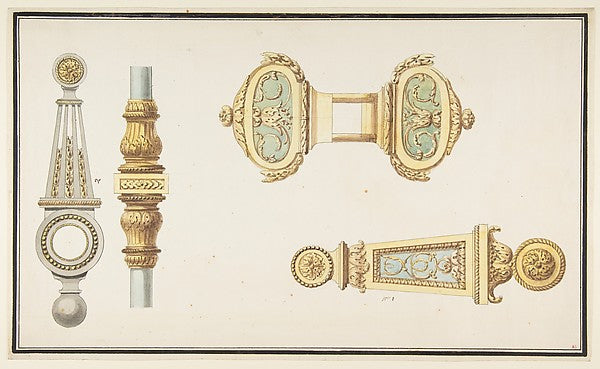 Designs for Door Hardware c1775–85-Anonymous,French,18th cen,  Poster Print Wall Art