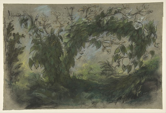 Arch of Morning Glories  study for " A Basket of Flowers" 1848,16x12"(A3) Poster