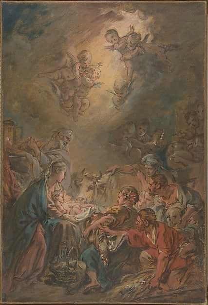 The Adoration of the Shepherds-François Boucher,16x12"(A3)Poster