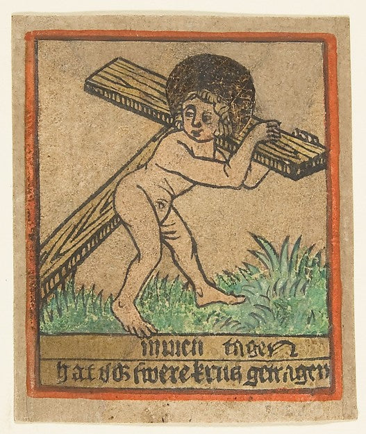 New Year's Card -   Christ Child with the Cross c1490-South Anon,  Poster Print Wall Art