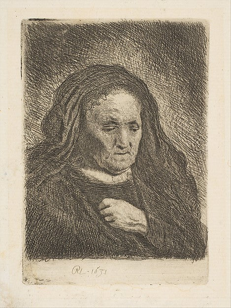 The Artist's Mother with Her Hand on Her Chest 1631-Rembrandt , Poster Print