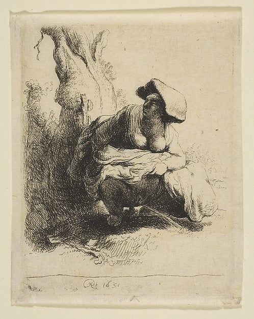 A Woman Making Water late 18th/early 19th cent-After Rembrandt, Poster Print