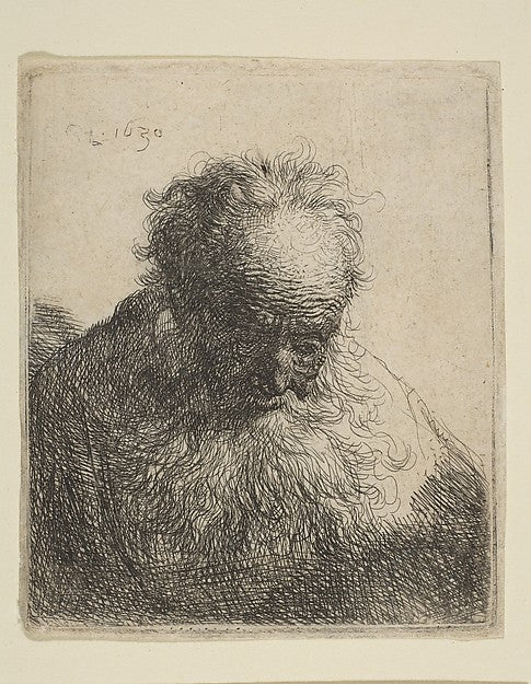 Bust of an Old Man with a Flowing Beard: the Head Bowed Forwar, Poster Print