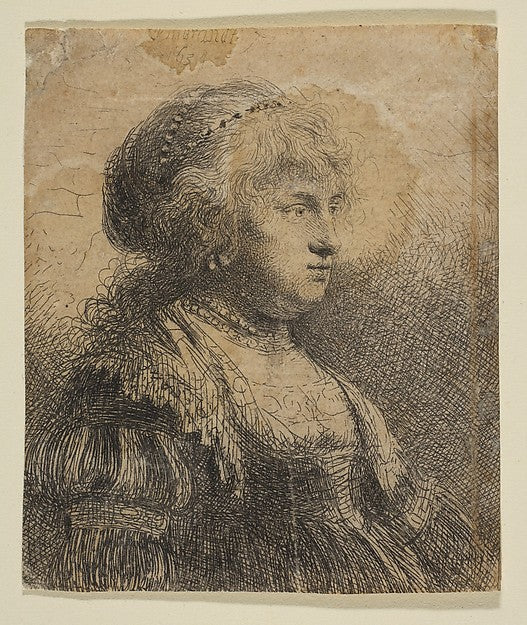 Saskia with Pearls in Her Hair 1634-Rembrandt  , Poster Print