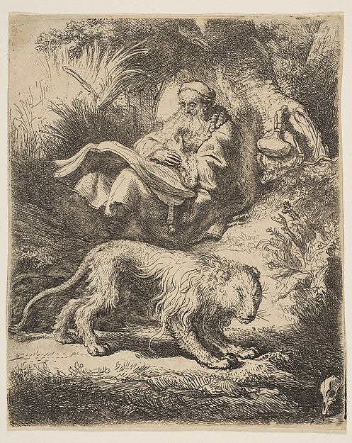 St. Jerome Reading 1634-Rembrandt ,16x12"(A3) Poster