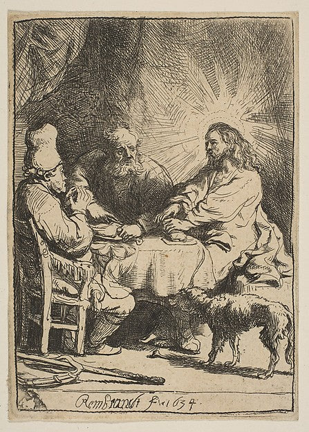 Christ at Emmaus: The Smaller Plate 1634-Rembrandt  , Poster Print