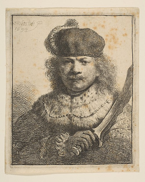 Rembrandt with Raised Sabre 1634-Rembrandt  , Poster Print
