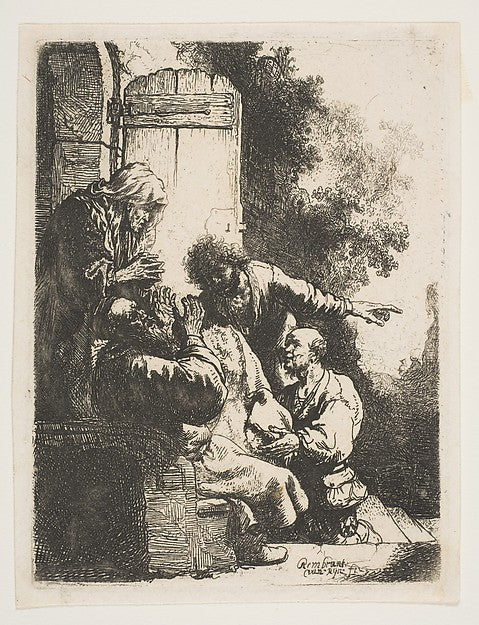 Joseph's Coat Brought to Jacob c1633-Rembrandt  ,16x12"(A3)Poster