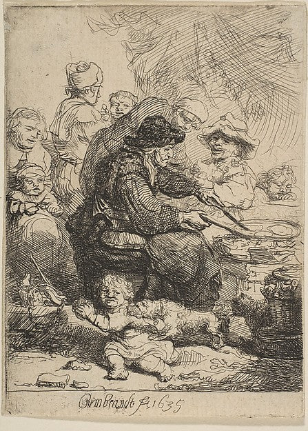 The Pancake Woman 1635-Rembrandt  , Poster Print