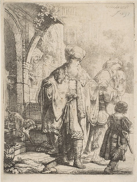 Abraham Casting out Hagar and Ishmael 1637-Rembrandt ,16x12"(A3) Poster