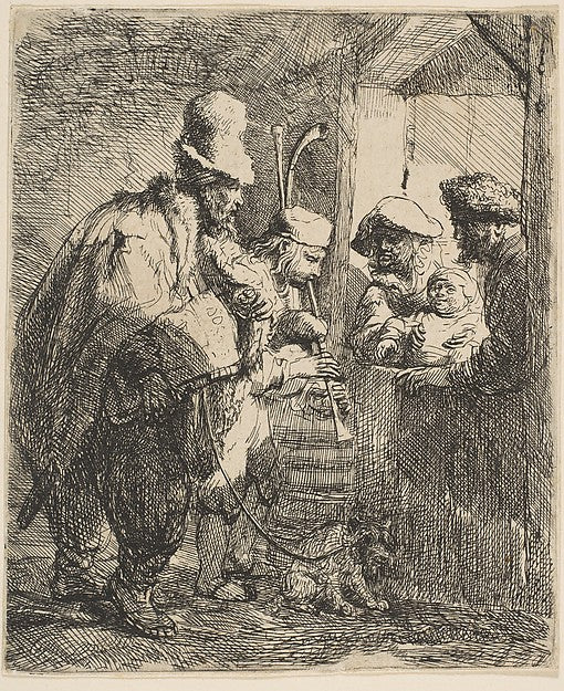 The Strolling Musicians c1635-Rembrandt  , Poster Print