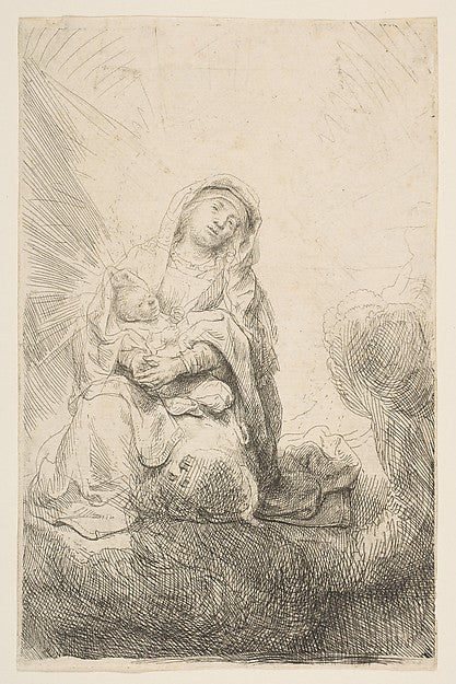 The Virgin and Child in the Clouds 1641-Rembrandt  , Poster Print