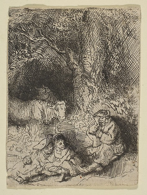The Sleeping Herdsman c1644-Rembrandt  ,  Poster Print