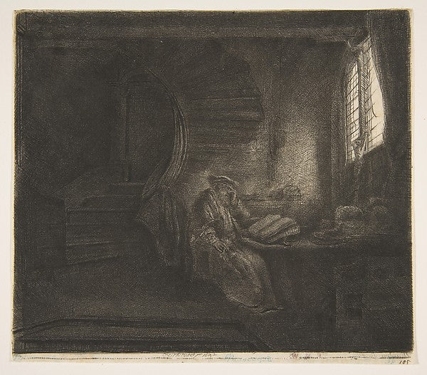 St. Jerome in a Dark Chamber 1642-Rembrandt  , Poster Print