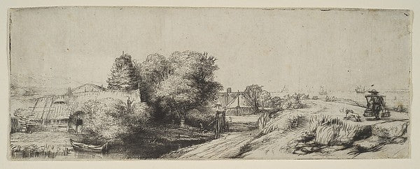 View of the Diemerdijk with a Milkman and Cottages  c1650-Remb,16x12"(A3)Poster