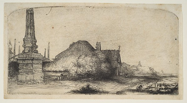 Cottage and Boundary Post on the Spaarndammerdijk  c1650-Rembr,16x12"(A3)Poster