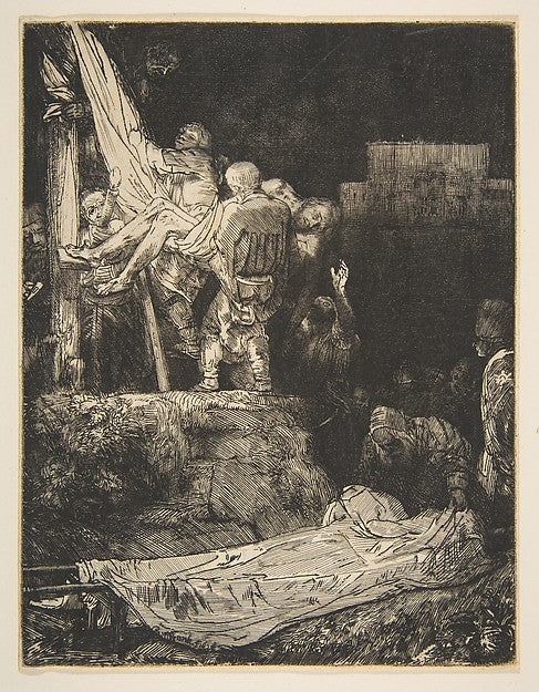 Descent from the Cross by Torchlight 1654-Rembrandt  ,  Poster Print